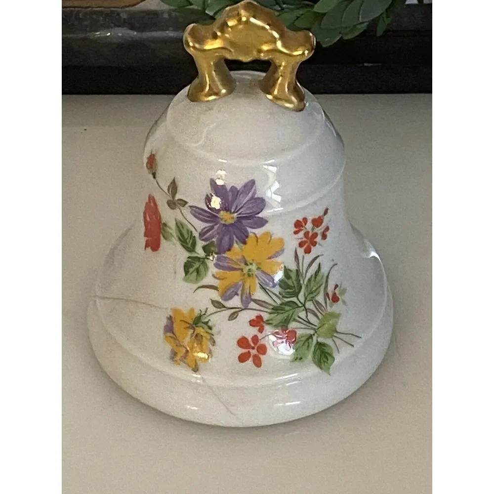 Vintage Bernardaud Limoges Porcelain Bell With Flower Motif Made In France‎ GUC